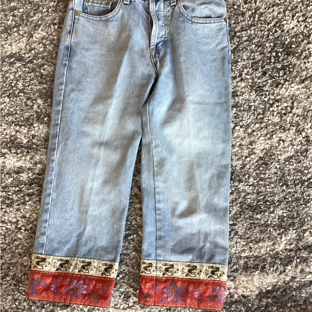 LONDONJEAN Blue Relaxed Fit Crop Jeans Classic Style